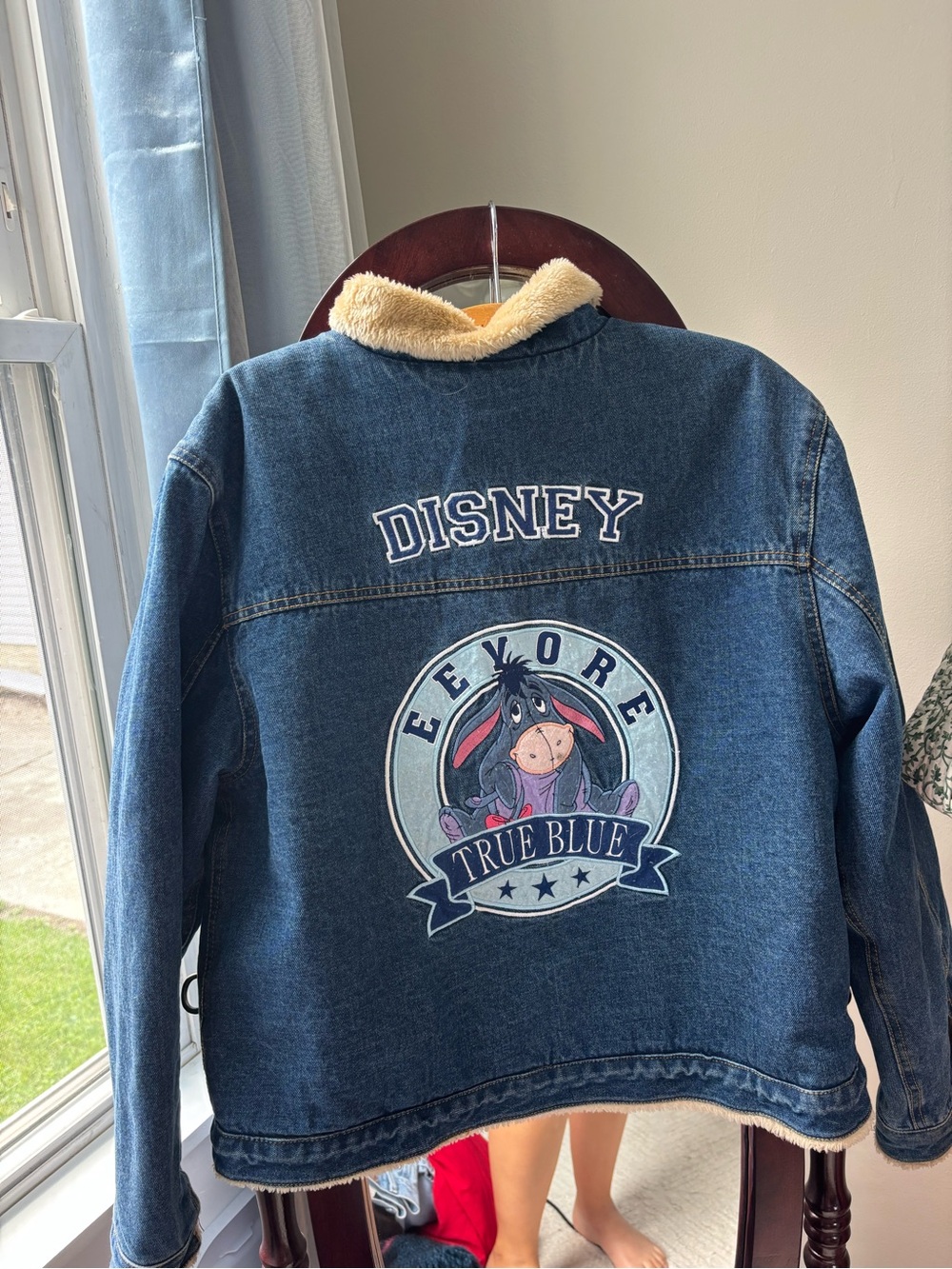 Y2k Disney Eeyore denim Blue Sherpa-Lined Denim Jacket - Blue